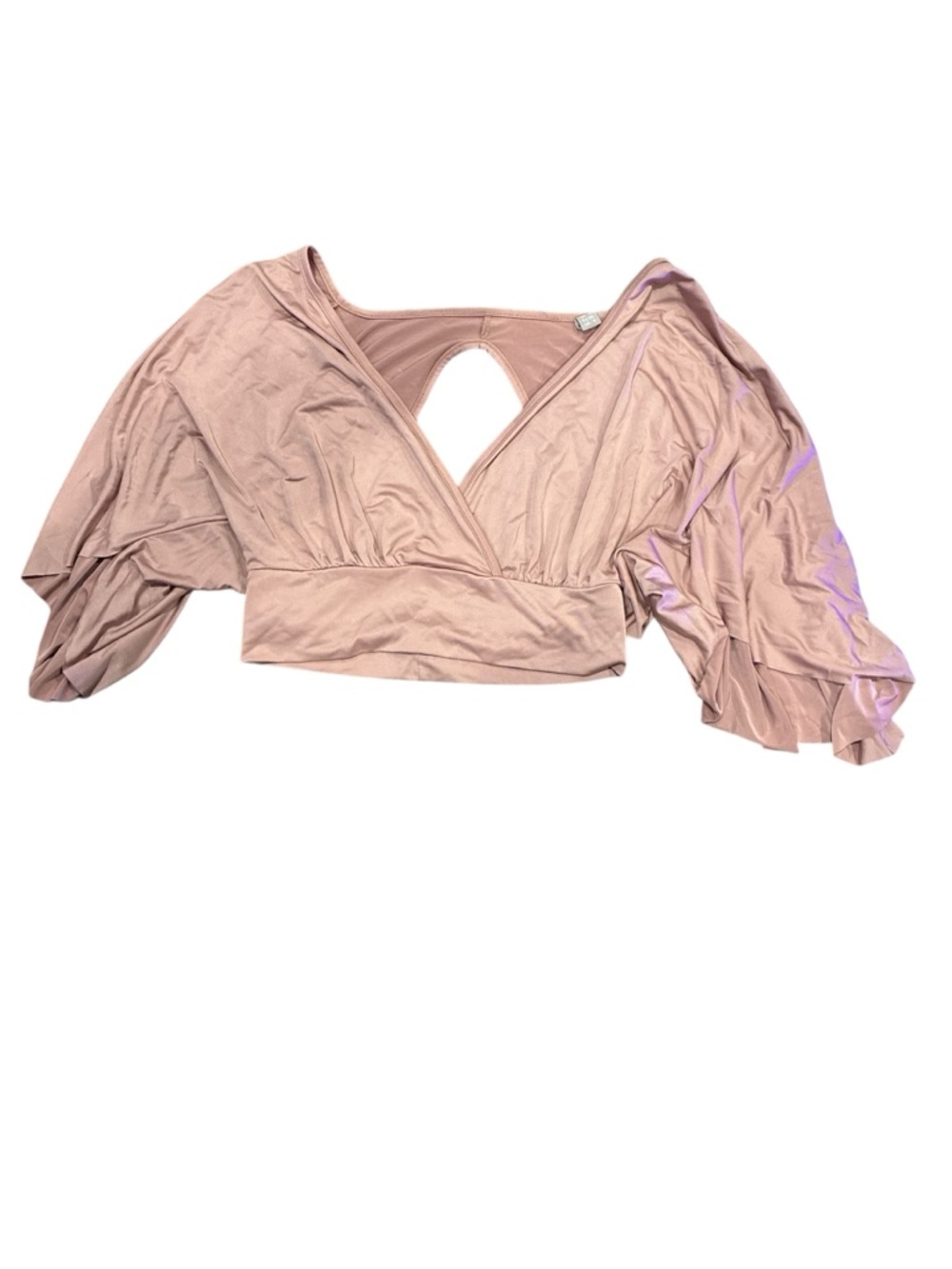 ASOS Dusty Rose V-Neck Cropped Top with Draped Batwing Sleeves